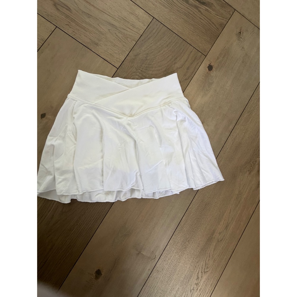 QQQ White Athletic Skort Crossover V Waist Tennis Golf Skirt with Shorts Small